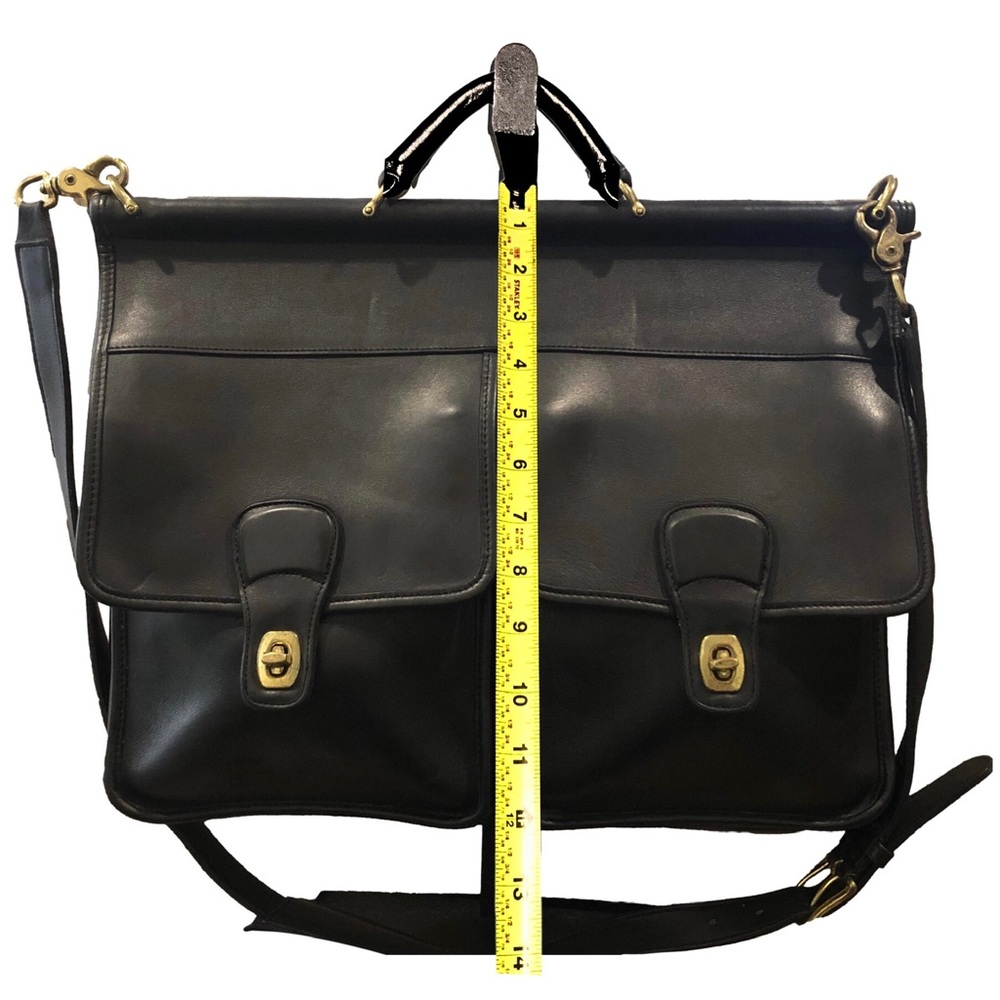 Vintage COACH Kensington Black Leather Briefcase with Dual Front Pockets Strap - Picture 12 of 15